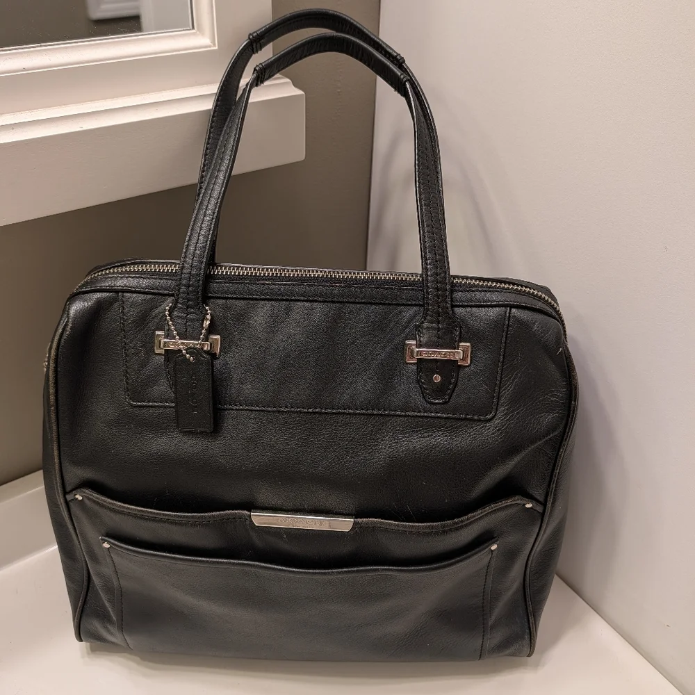 🖤EUC Coach Taylor Bette Genuine Smooth Leather Shoulder Satchel Bag, Black, LG - Picture 3 of 16